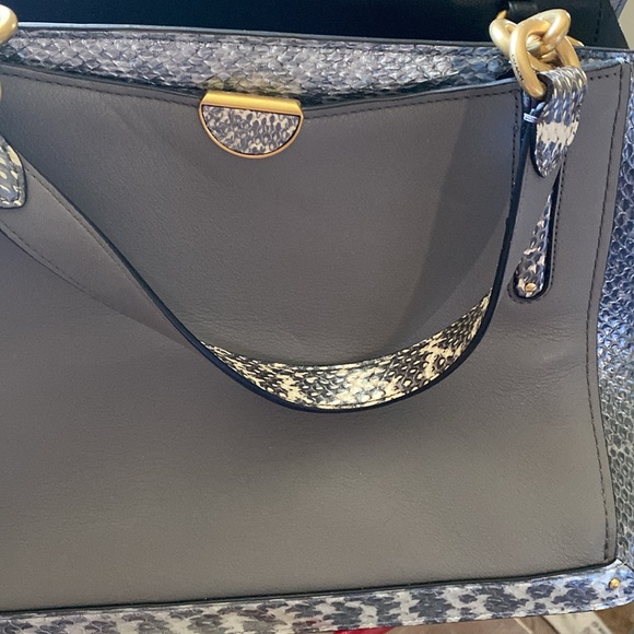 Coach bag almost new in grey/blue color with gold accents in hardware - Picture 3 of 13